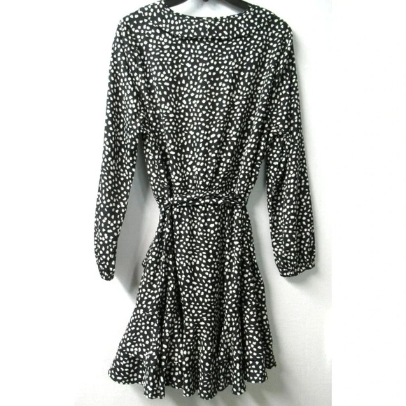 Pretty Little Thing Dalmation Print Dress Size 10 Wrap Long Sleeve Wrap Tea Belt - Picture 2 of 9